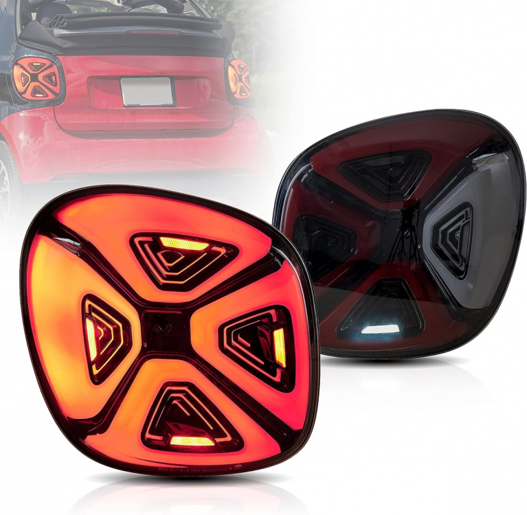 Upgrade VOLL LED Lightbar Design Rückleuchten für Smart Fortwo /Forfour (453) 14-19 rot / rauch
