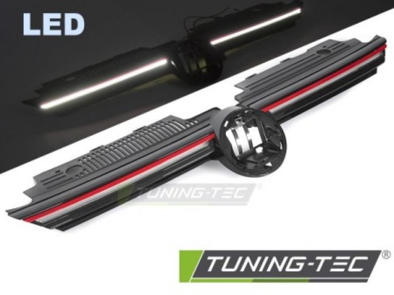 Upgrade Design Kühlergrill schwarz mit roten Zierstreifen passend für VW Golf 8 GTI  2019+