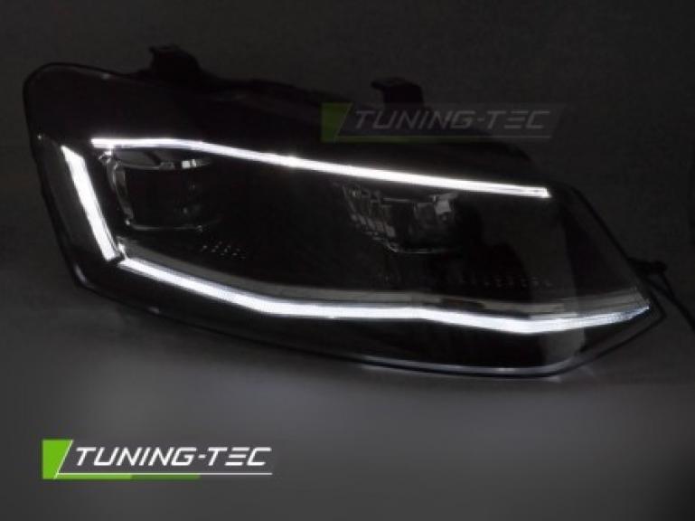 Preview: VOLL LED Upgrade Tagfahrlicht Scheinwerfer Set für VW Polo 6R / 6C 09-17 schwarz/chrom mit dyn. Blinker