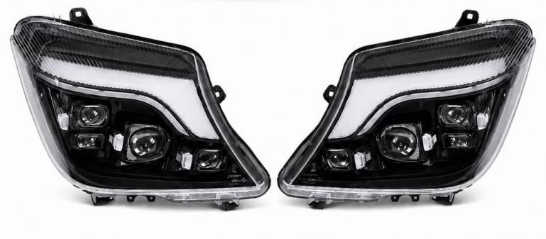 Preview: EXCLUSIVE VOLL LED Tagfahrlicht Scheinwerfer Set passend für Mercedes Benz Sprinter W906 Mopf (Facelift) 14-18 schwarz