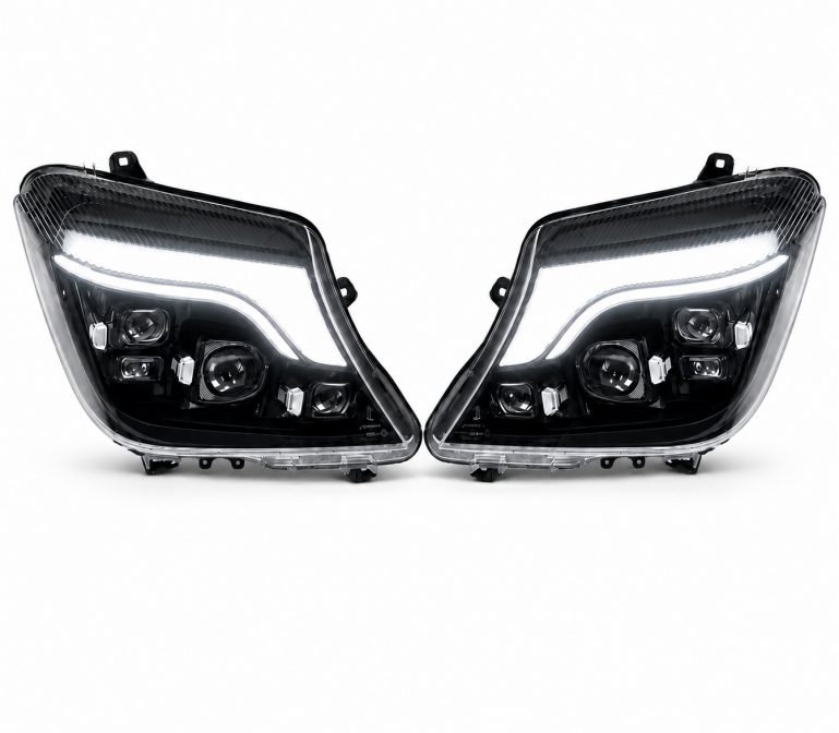 Preview: EXCLUSIVE VOLL LED Tagfahrlicht Scheinwerfer Set passend für Mercedes Benz Sprinter W906 Mopf (Facelift) 14-18 schwarz