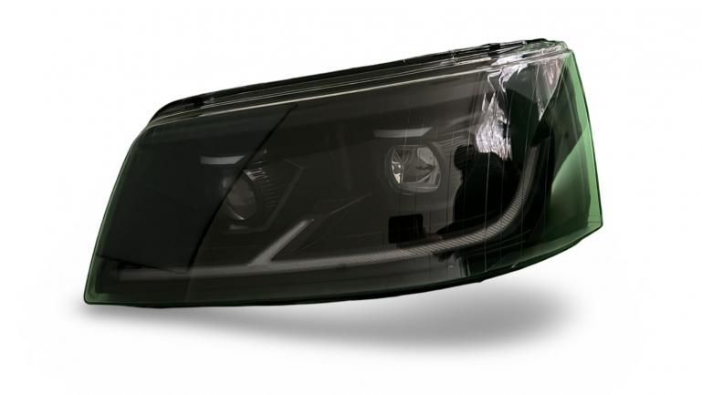 Ugrade Design Voll LED Tagfahrlicht Scheinwerfer für VW T5 03-09 schwarz mit Dynamik und Welcome-Funktion