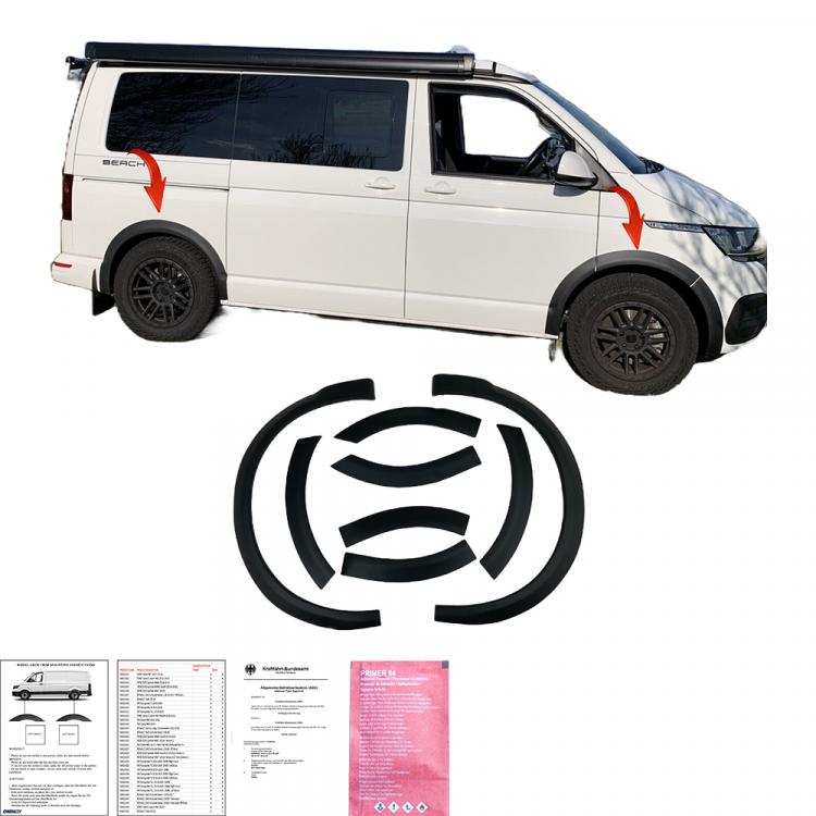 "Upgrade-Bus" Radlaufabdeckung / Radlaufverbreiterung Set für VW T6.1 Transporter / Caravelle / Multivan 19-23 schwarz / matt mit ABE