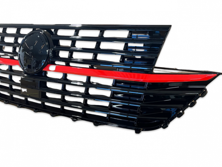 Upgrade Design Kühlergrill für Volkswagen T6.1 ab 2019 Hochglanz schwarz / rot