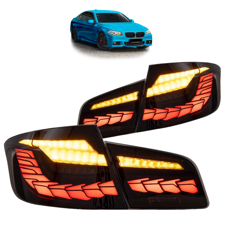 OLED Upgrade Design Rückleuchten Set für BMW 5er F10 10-16 schwarz/rauch mit dyn. Blinker