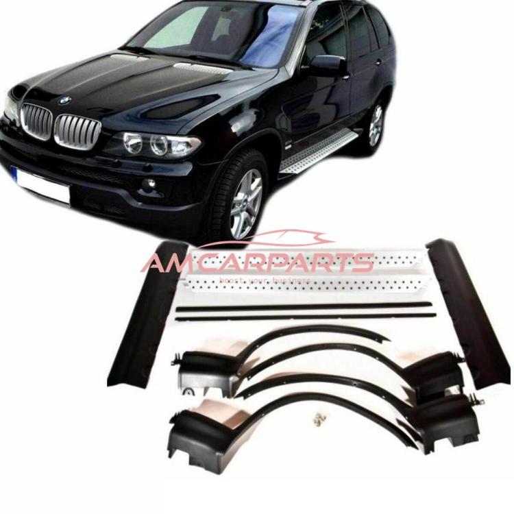 Upgrade Design Trittbretter / Einstiegsleisten passend für BMW X5 E53 00-06 inkl. Radlaufabdeckungen