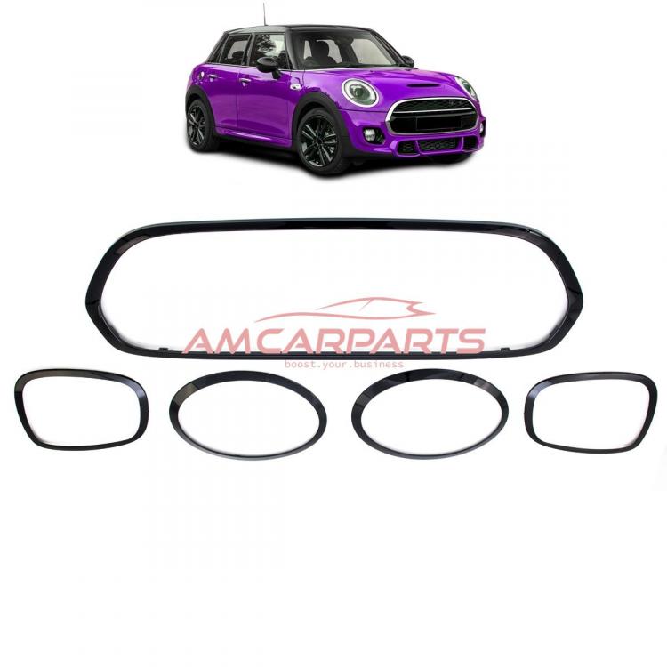 "Blackshine" Upgrade Rahmen/Blenden Set passend für Kühlergrill / Scheinwerfer / Rückleuchten passend für Mini Cooper F55/F56/F57 Vor-Facelift 13-20 Hochglanz schwarz