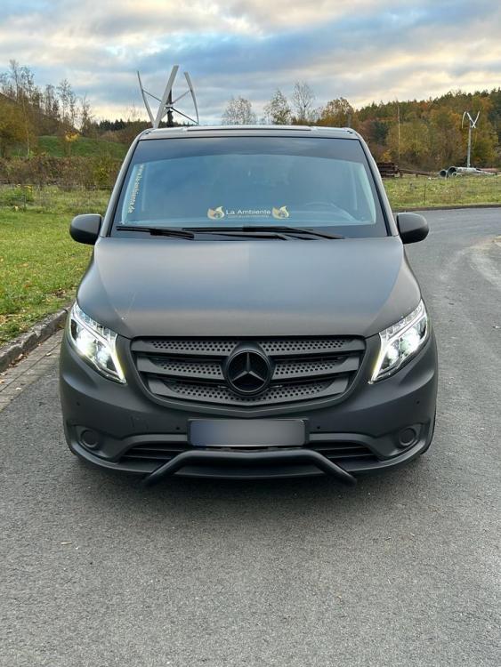 Preview: Sparpaket - VOLL LED Tagfahrlicht Scheinwerfer passend für Mercedes Benz V-Klasse / Vito W447 14-23 schwarz mit LED Blinker + LED Upgrade Design Rückleuchten passend für Mercedes Benz Vito W447 14-23 rot/weiß dynamisch
