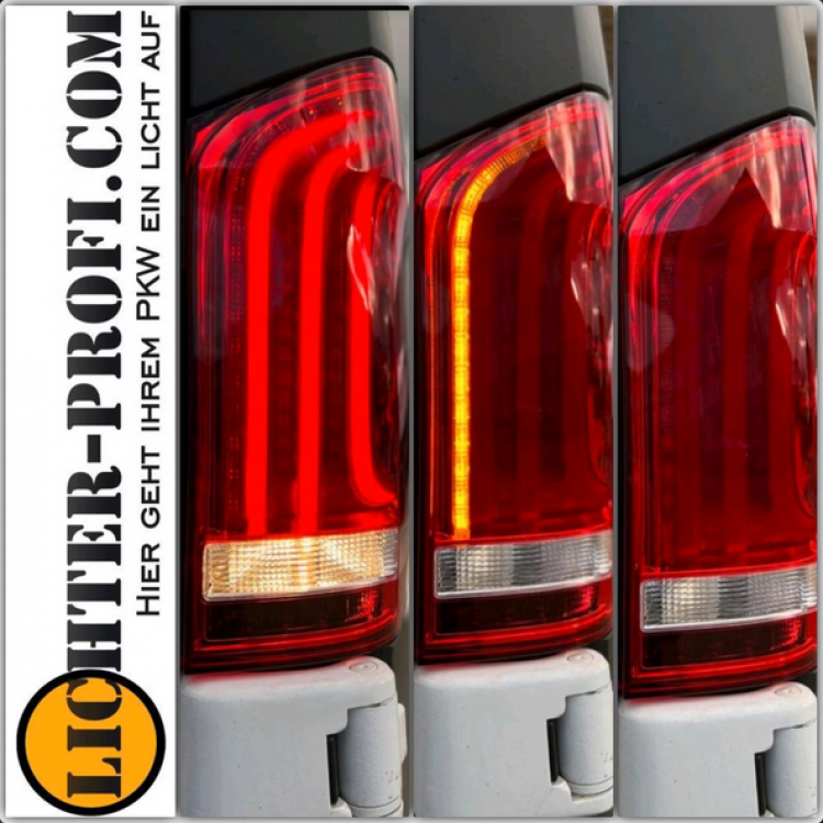 Sparpaket - VOLL LED Tagfahrlicht Scheinwerfer passend für Mercedes Benz V-Klasse / Vito W447 14-23 schwarz mit LED Blinker + LED Upgrade Design Rückleuchten passend für Mercedes Benz Vito W447 14-23 rot/weiß dynamisch