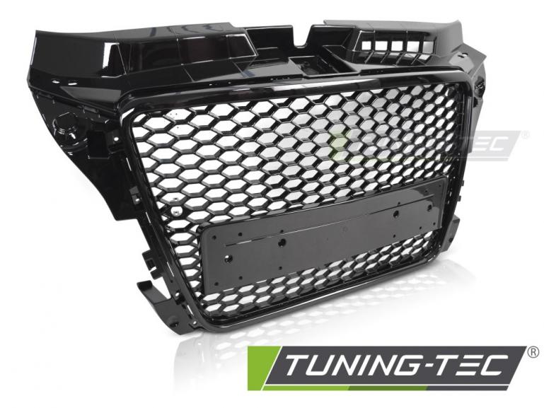 Upgrade Sportgrill / Kühlergrill für Audi A3 8P Facelift 08-12 Hochglanz Schwarz