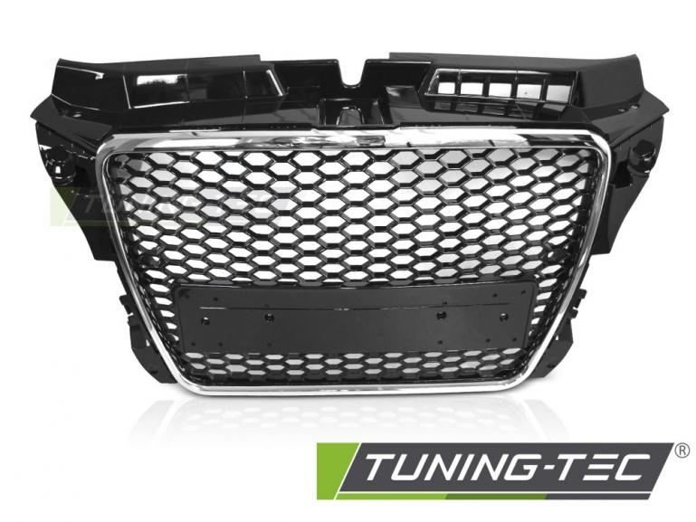 Preview: Upgrade Sportgrill / Kühlergrill für Audi A3 8P Facelift 08-12 Hochglanz Schwarz / Chrom