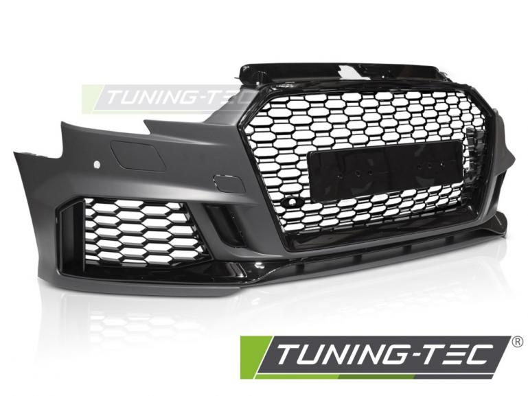 Upgrade Design Frontstoßstange für Audi A3 8V Facelift 17-20 inkl. Zubehör in Hochglanz schwarz mit PDC