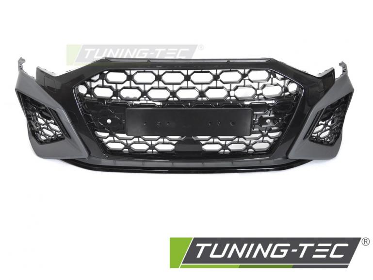Upgrade Design Frontstoßstange für Audi A3 8Y 19-24 inkl. Zubehör in Hochglanz schwarz mit PDC