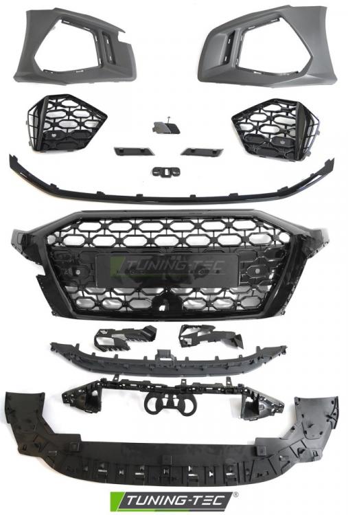 Upgrade Design Frontstoßstange für Audi A3 8Y 19-24 inkl. Zubehör in Hochglanz schwarz mit PDC