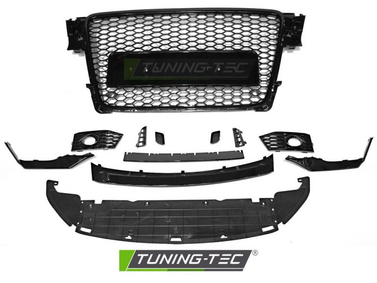 Upgrade "Plus" Design Frontstoßstange für Audi A4 B8 (8K) 08-11 inkl. Zubehör in Hochglanz schwarz