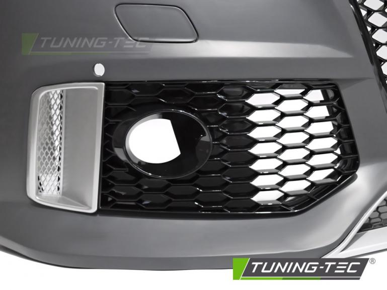 Preview: Upgrade Frontstoßstange Sport für Audi Q5 12-16 inkl. Zubehör in Hochglanz schwarz/Silber Matt