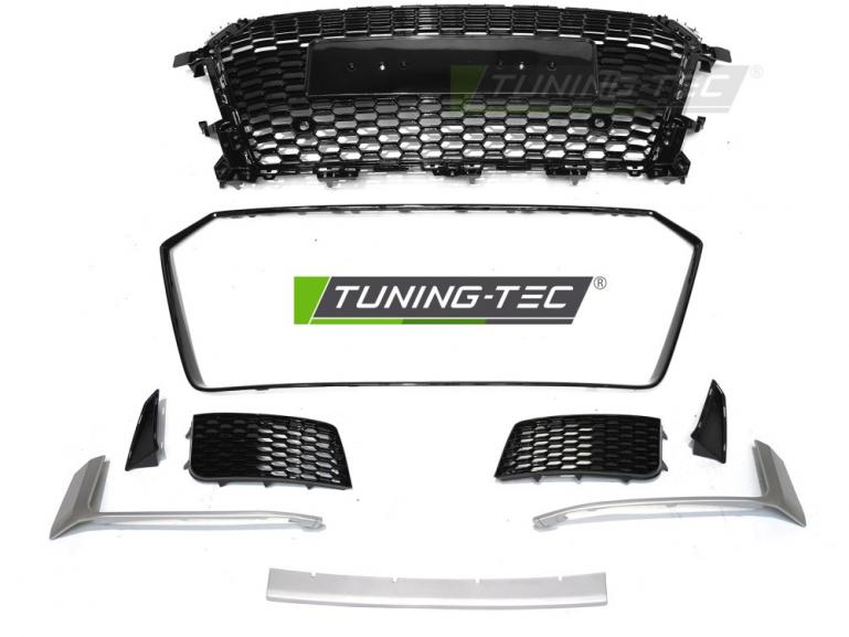 Preview: Upgrade Frontstoßstange Sport für Audi TT 8S 14-18 inkl. Zubehör in Hochglanz schwarz / Silber matt