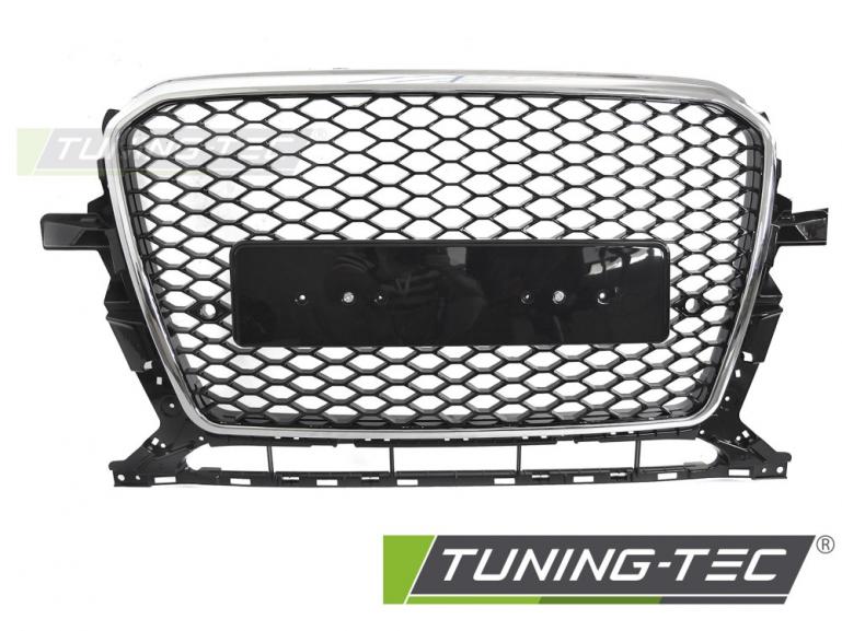 Preview: Upgrade Sportgrill / Kühlergrill passend für Audi Q5 8R Facelift 12-16 Hochglanz schwarz/Chrom