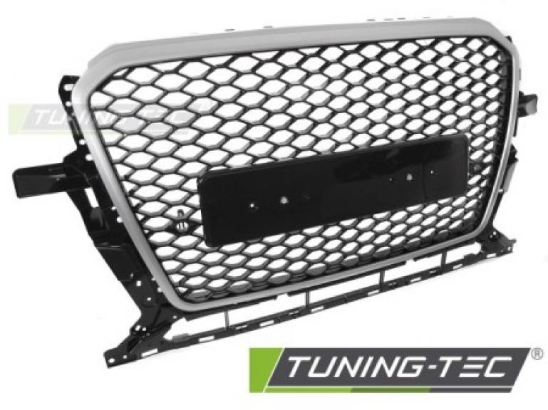 Upgrade Sportgrill / Kühlergrill passend für Audi Q5 8R Facelift 12-16 Hochglanz schwarz/Silber