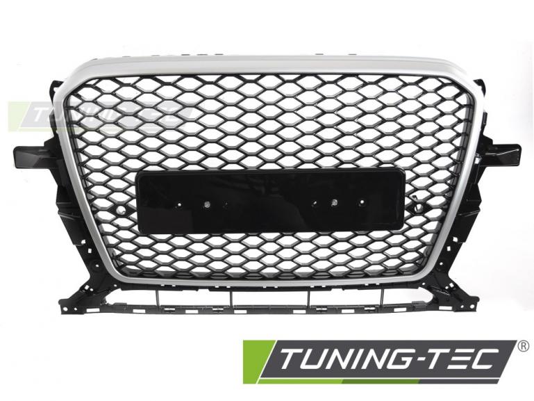 Preview: Upgrade Sportgrill / Kühlergrill passend für Audi Q5 8R Facelift 12-16 Hochglanz schwarz/Silber