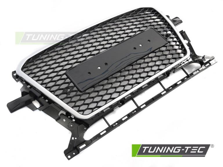 Preview: Upgrade Sportgrill / Kühlergrill passend für Audi Q5 8R Facelift 12-16 Hochglanz schwarz/Silber