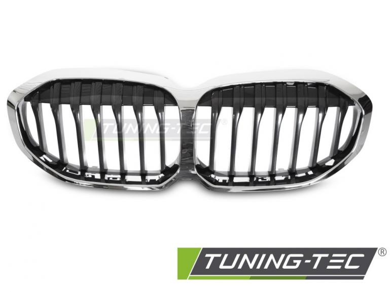 Preview: Upgrade Design Sportgrill passend für BMW 1er F40 19-24 Hochglanz schwarz / chrom
