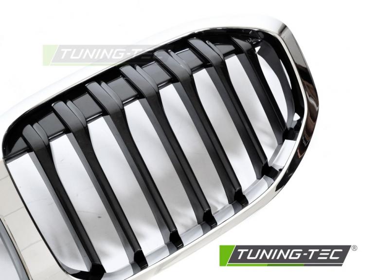 Preview: Upgrade Design Sportgrill passend für BMW 1er F40 19-24 Hochglanz schwarz / chrom