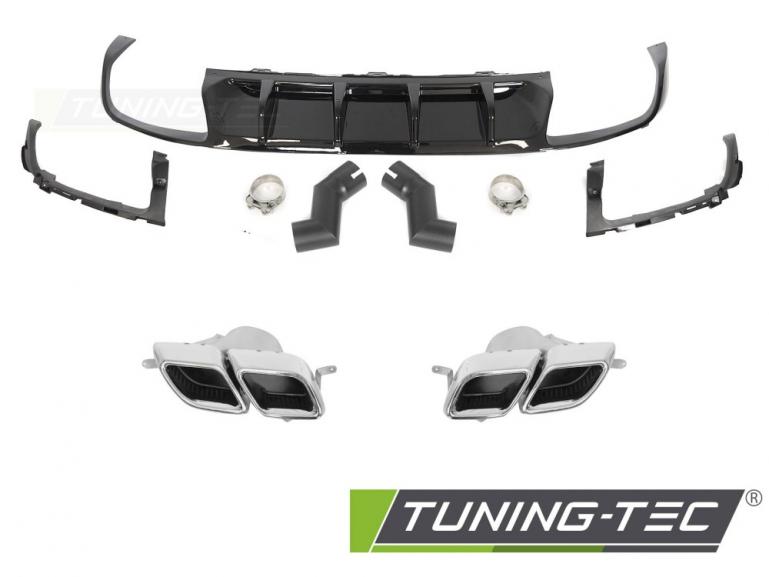 Upgrade Sport Design Heckstoßstange für VW Arteon 17-20 / 20+ Lim. Diffusor Hochglanz schwarz mit PDC und Endrohrblenden