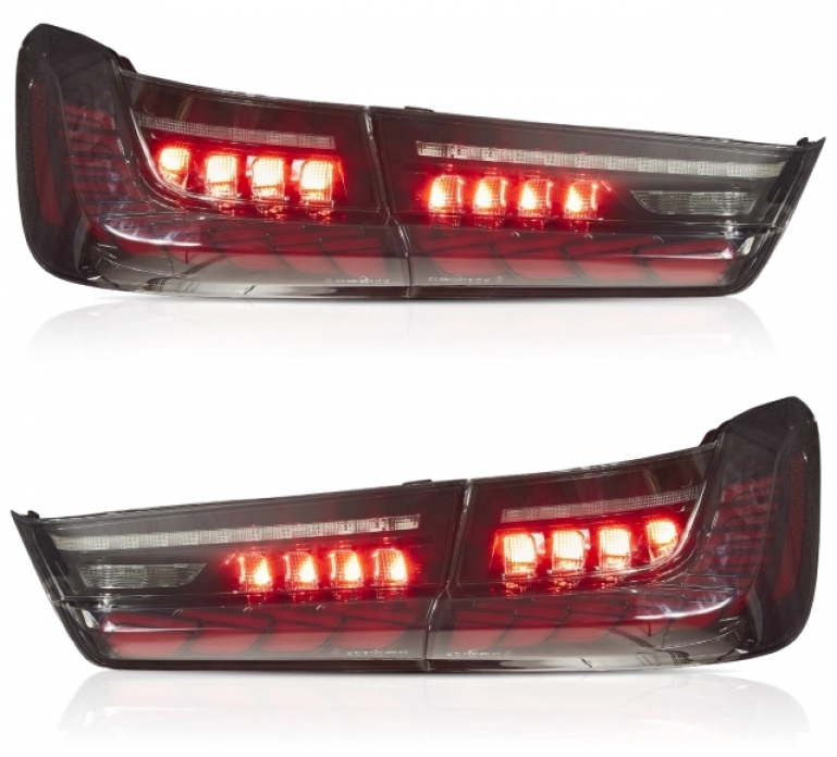 Voll LED Upgrade Design Rückleuchten für BMW 3er G20 Lim. 19+ schwarz/rauch in OLED Technik mit dynamischem Blinker