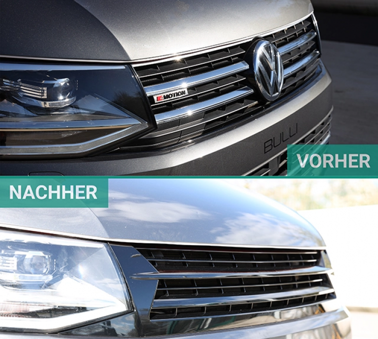 Upgrade Design Sportgrill / Kühlergrill für Volkswagen T6 15-19 "ALL BLACK" Hochglanz schwarz