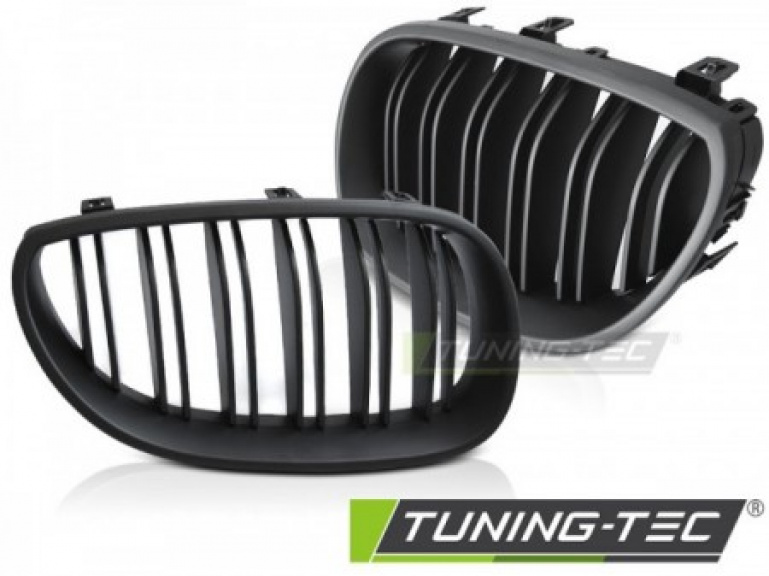 Upgrade Sportgrill / Kühlergrill Nieren für BMW 1er E87/E81/E82/E88 07-11  matt schwarz in Doppelsteg Design