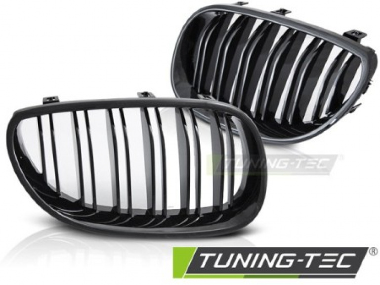 Upgrade Sportgrill Nieren für BMW 5er E60/E61 03-10 Hochglanz schwarz in Doppelsteg Design