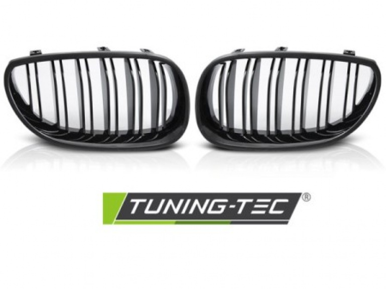 Upgrade Sportgrill Nieren für BMW 5er E60/E61 03-10 Hochglanz schwarz in Doppelsteg Design