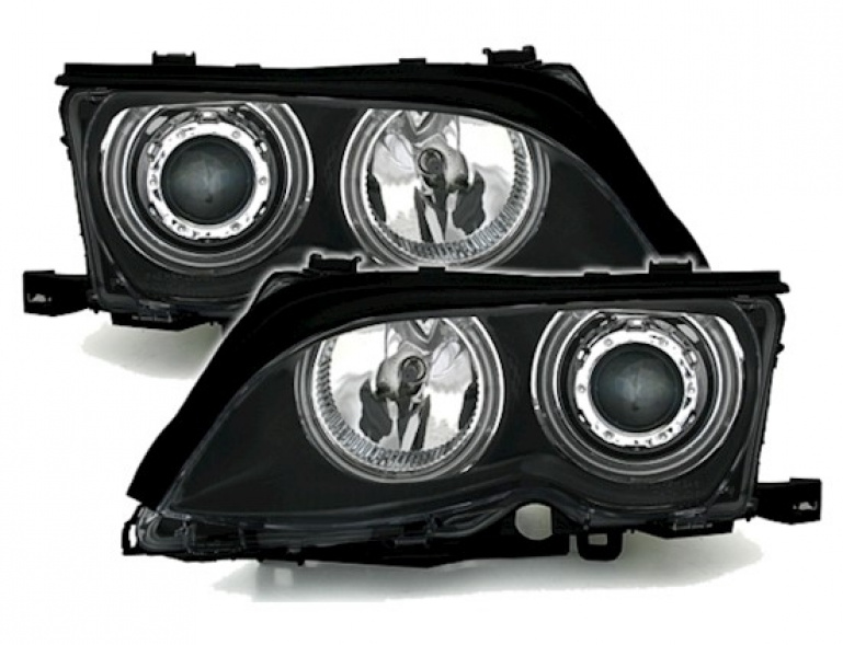 CCFL Angel Eyes Scheinwerfer für BMW 3er E46 Limo. / Touring 98-05 schwarz Set