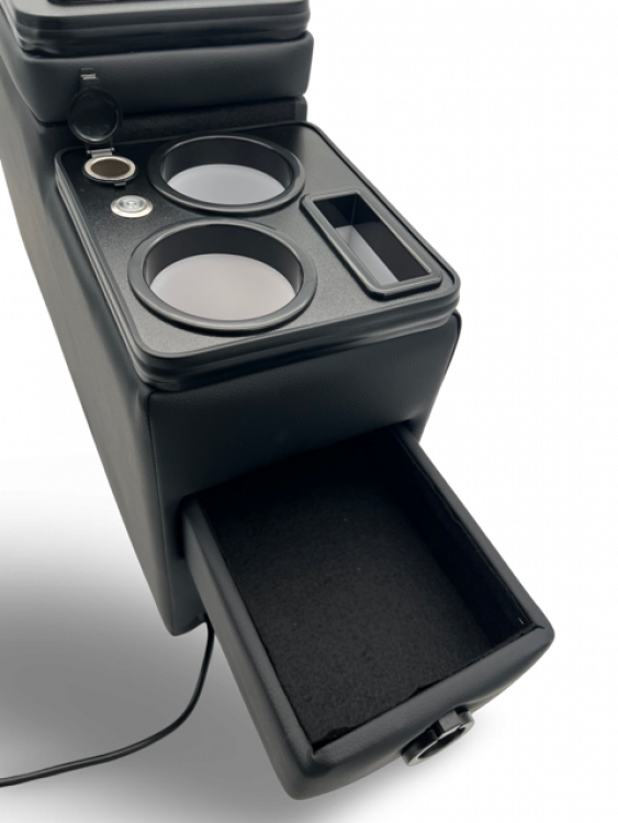 Upgrade Basic Blackline Staufach Mittelkonsole Ablage für VW T5.1 (GP) 10-15 mit LED Beleuchtung und USB