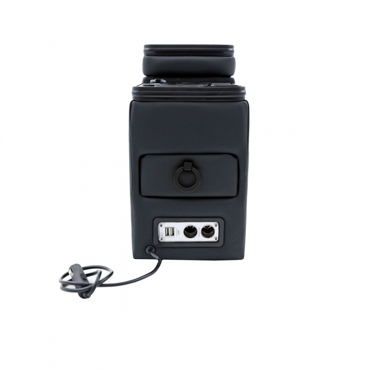 Black Edition Staufach Mittelkonsole Ablage für Citroen Jumpy 95-00 mit RGB Farbwechsel-LED Beleuchtung, USB und Induktions-Ladestation