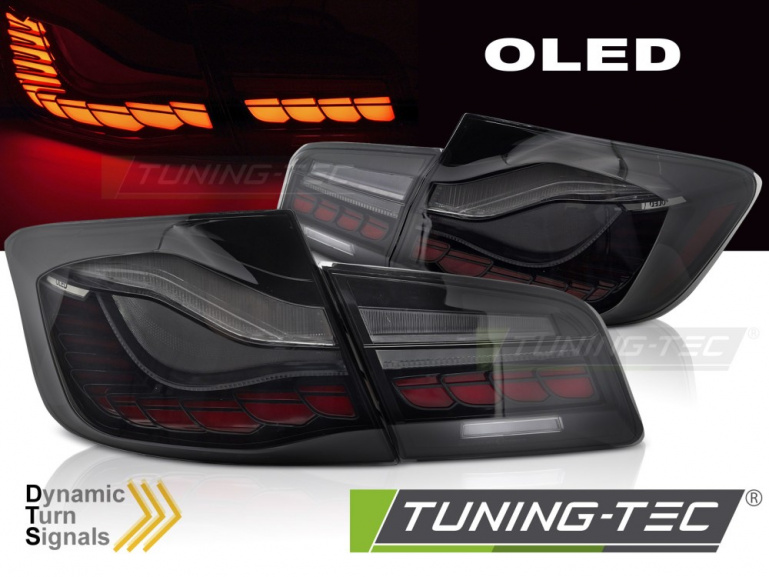 OLED Upgrade Design Rückleuchten Set für BMW 5er F10 10-16 achwarz/rauch mit dyn. Blinker