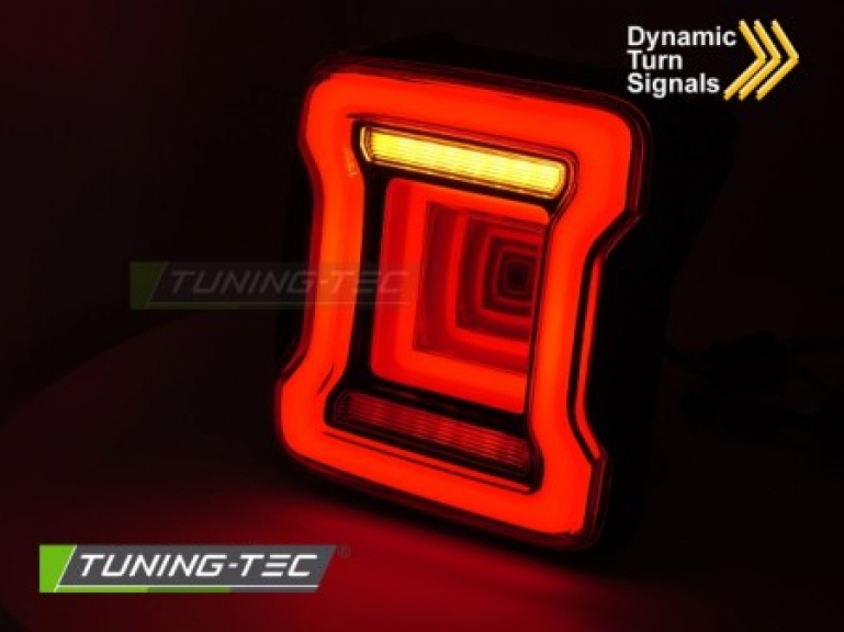 VOLL LED Lightbar Design Rückleuchten Set für Chrysler Jeep Wrangler JL 18-23 schwarz/rauch mit dyn. Blinker