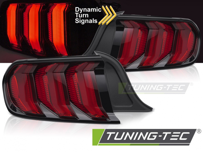 VOLL LED Lightbar Design Rückleuchten Set für Ford Mustang VI 14-22 rot mit dyn. Blinker