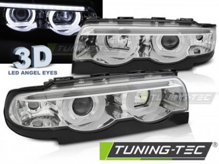 3D LED Angel Eyes Scheinwerfer für BMW 7er E38 94-01 schwarz