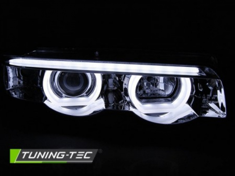 3D LED Angel Eyes Scheinwerfer für BMW 7er E38 94-01 schwarz