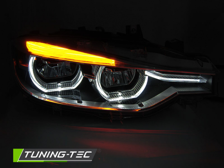 Voll LED Tagfahrlicht Angel Eyes Scheinwerfer für BMW 3er F30/F31 LCI 15-18 schwarz / chrom