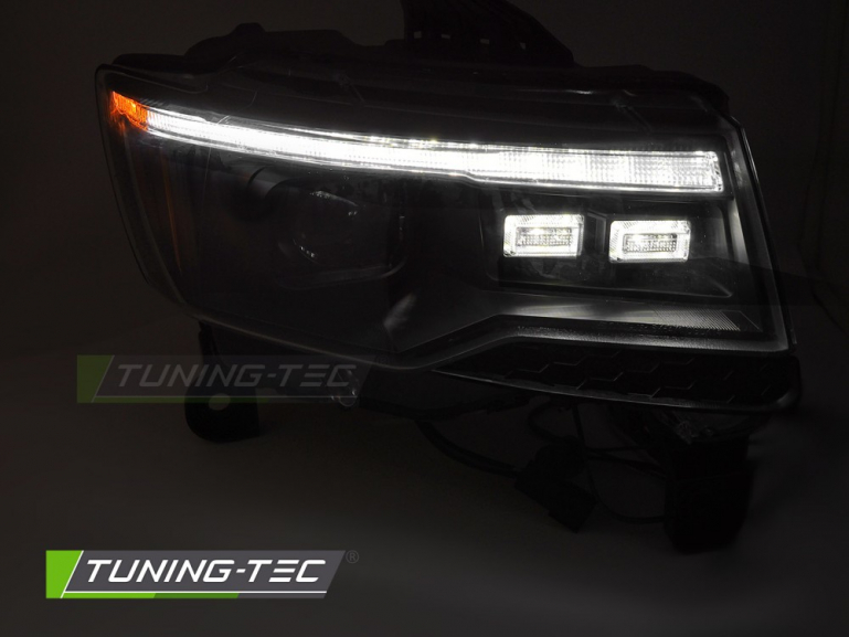 LED Tagfahrlicht Design Scheinwerfer Set für Jeep Grand Cherokee WK2 16-21 schwarz mit Willkommensfunktion