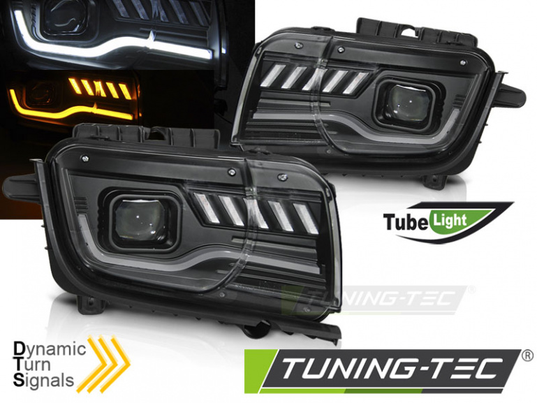 LED Tagfahrlicht Design Scheinwerfer für Chevrolet Camaro 09-13 schwarz mit dynamischem Blinker