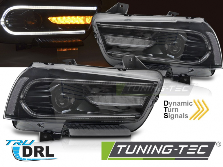 Upgrade Design LED Tagfahrlicht Scheinwerfer Set für Dodge Charger LX II 11-15 schwarz