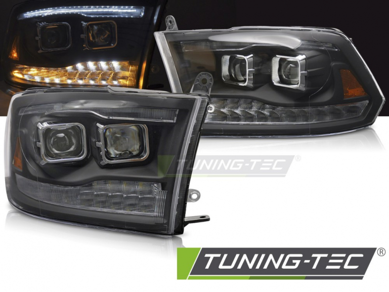 LED Tagfahrlicht Design Scheinwerfer Set für Dodge RAM 09-18 schwarz mit LED Blinker