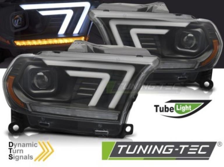 LED Tagfahrlicht Design Scheinwerfer Set für Dodge Durango 10-13 schwarz mit dyn. Blinker