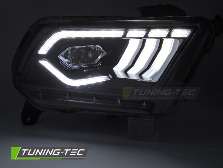 VOLL LED Tagfahrlicht Scheinwerfer Set für Ford Mustang 10-13 schwarz mit dyn. Blinker und Willkommensfunktion