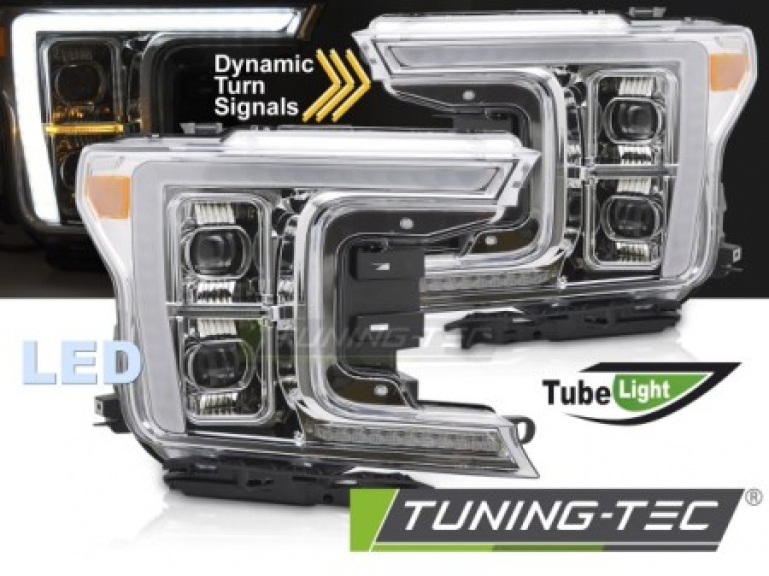 VOLL LED Tagfahrlicht Design Scheinwerfer für Ford F150 MK13 17-20 chrom mit dyn. Blinker