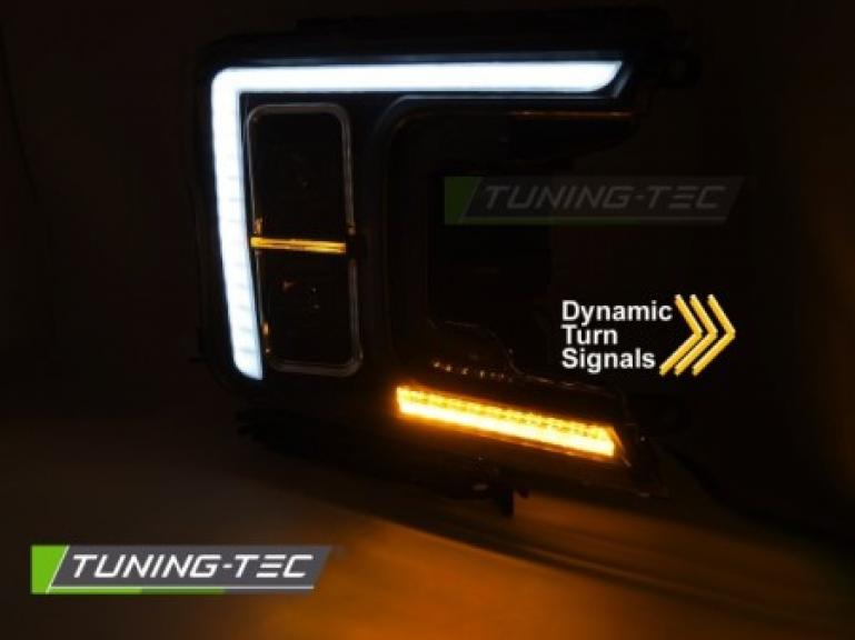 VOLL LED Tagfahrlicht Design Scheinwerfer für Ford F150 MK13 17-20 schwarz mit dyn. Blinker